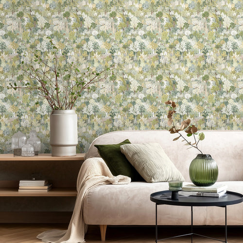 kukupony Botanical Green Peel and Stick Wallpaper – Vintage Forest Wall Paper, Renter Friendly Removable Self Adhesive Natural Wallpaper for Bedroom, Bathroom, Kitchen & Cabinets Home Decor 17.3"x197"