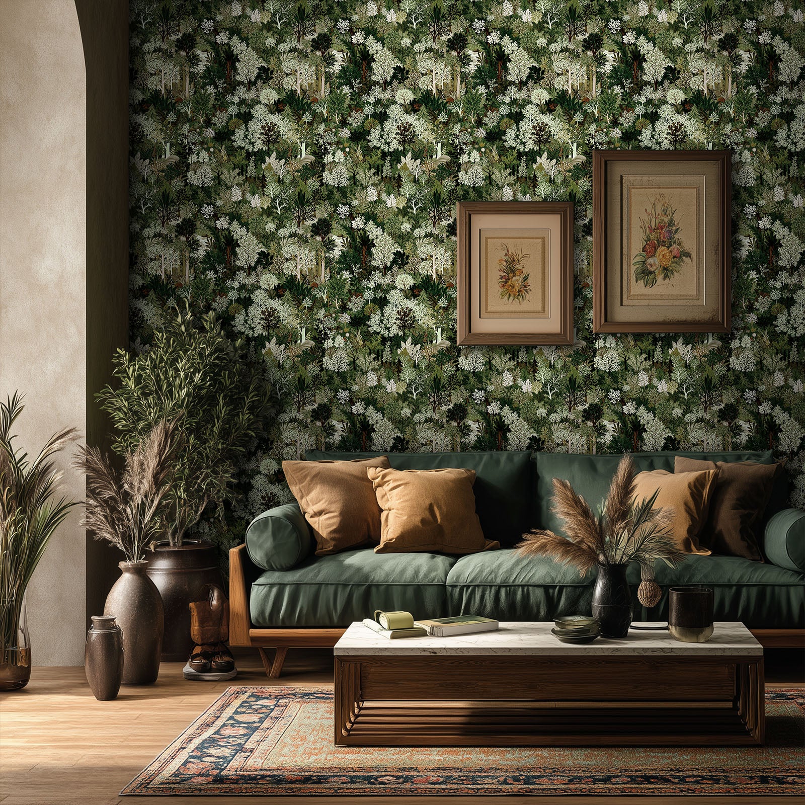 kukupony Green Botanical Peel and Stick Wallpaper – Vintage Forest Wall Paper, Renter Friendly Removable Self Adhesive Natural Wallpaper for Bedroom, Bathroom, Kitchen & Cabinet Home Decor 17.3"x78.7"