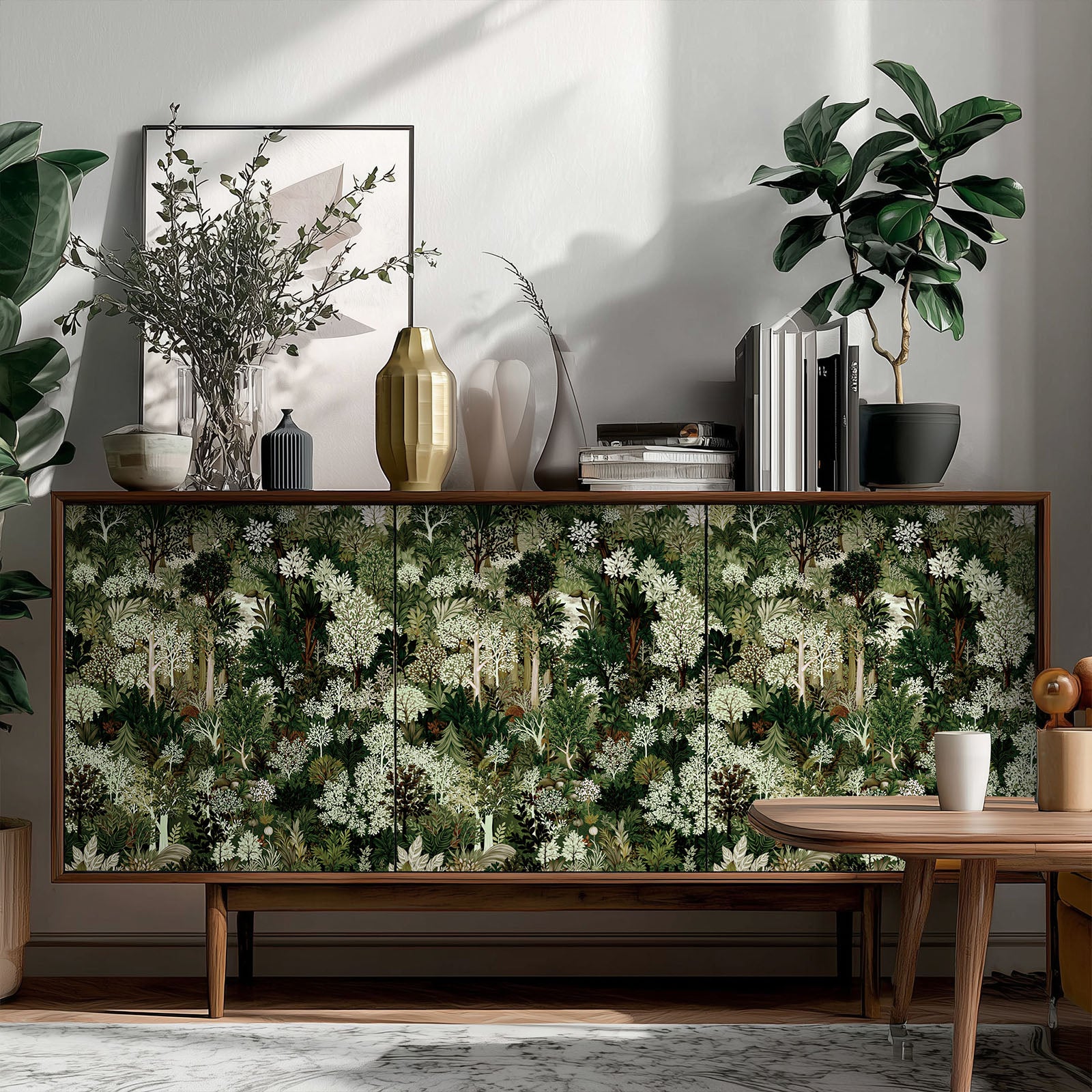 kukupony Green Botanical Peel and Stick Wallpaper – Vintage Forest Wall Paper, Renter Friendly Removable Self Adhesive Natural Wallpaper for Bedroom, Bathroom, Kitchen & Cabinet Home Decor 17.3"x78.7"