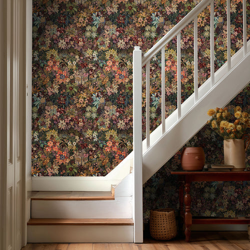 Kukupony Dark Floral Peel and Stick Wallpaper – Vintage Botanical Self Adhesive Wall Paper, Removable and Renter Friendly Boho Wallpaper for Bedroom, Bathroom, Kitchen Cabinet & Home Decor 17.3"x197"