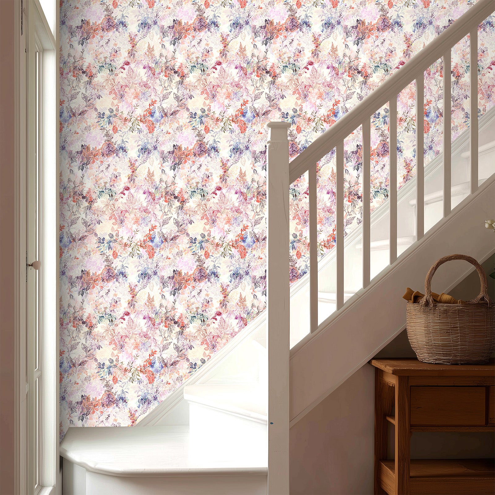 kukupony Pastel Floral Peel and Stick Wallpaper – Romantic Watercolor Botanical Removable Wall Paper, Renter Friendly Self Adhesive Wallpaper for Bedroom, Bathroom, Kitchen & Cabinets Decor 17.3"x197"