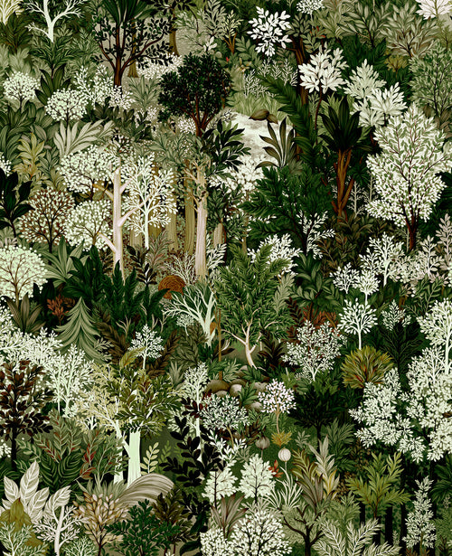 kukupony Green Botanical Peel and Stick Wallpaper – Vintage Forest Wall Paper, Renter Friendly Removable Self Adhesive Natural Wallpaper for Bedroom, Bathroom, Kitchen & Cabinet Home Decor 17.3"x78.7"